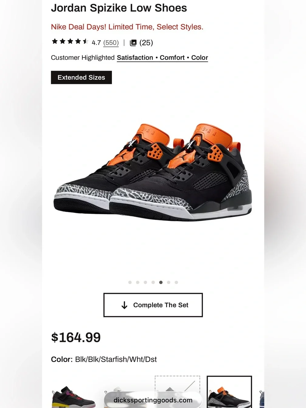 Jordan Spizike Low Shoes Black/Starfish 12 Men